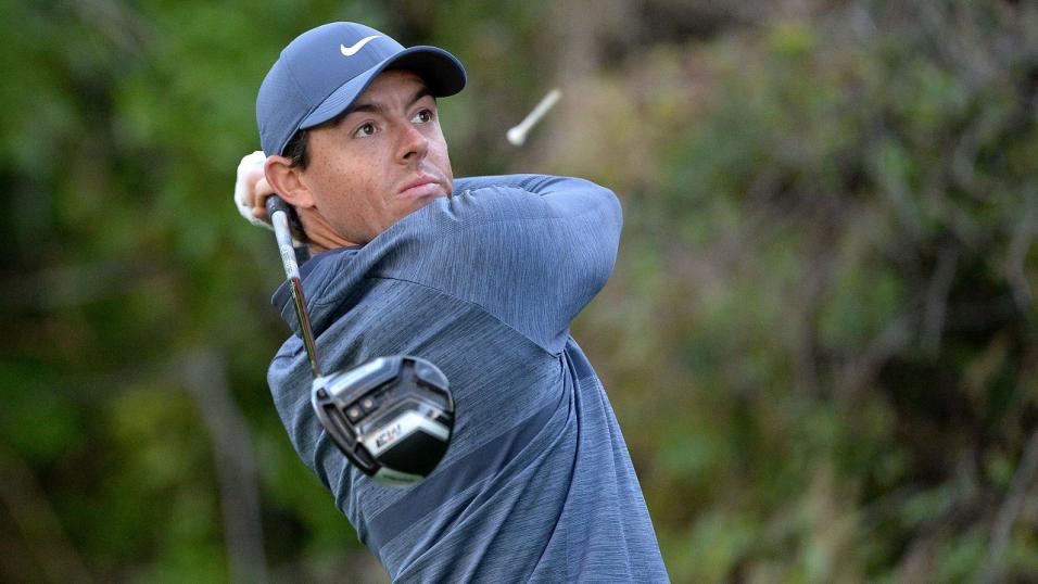 A look of concern on Rory McIlroy's face as he hits a tee-shot last week